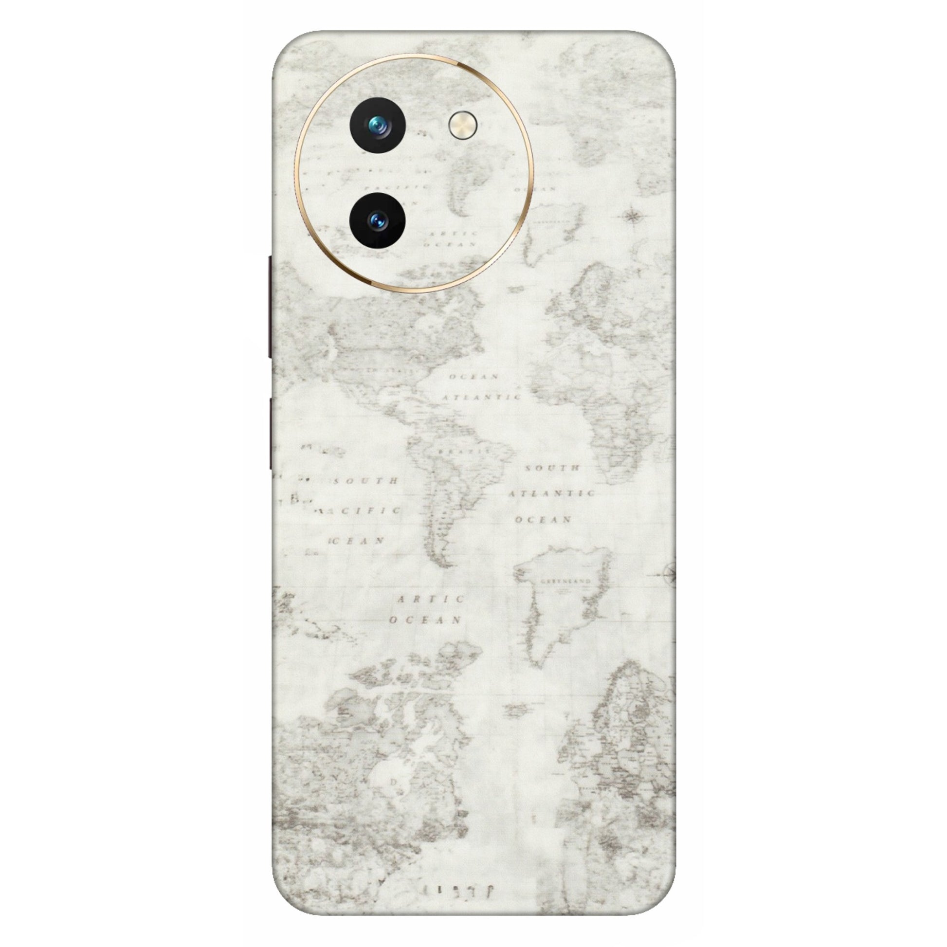 VIVO Z/V/X/T/U/S Series Phone Skins (All Models) - World Travel Map - Transparent Finish (T-04) Vivo T3 X (5G)