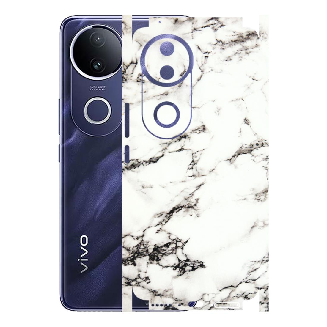 VIVO Z/V/X/T/U/S Series Phone Skins (All Models) - Black and White Marble Texture - 3D Embossed Finish (L-124) Vivo T4R 5G