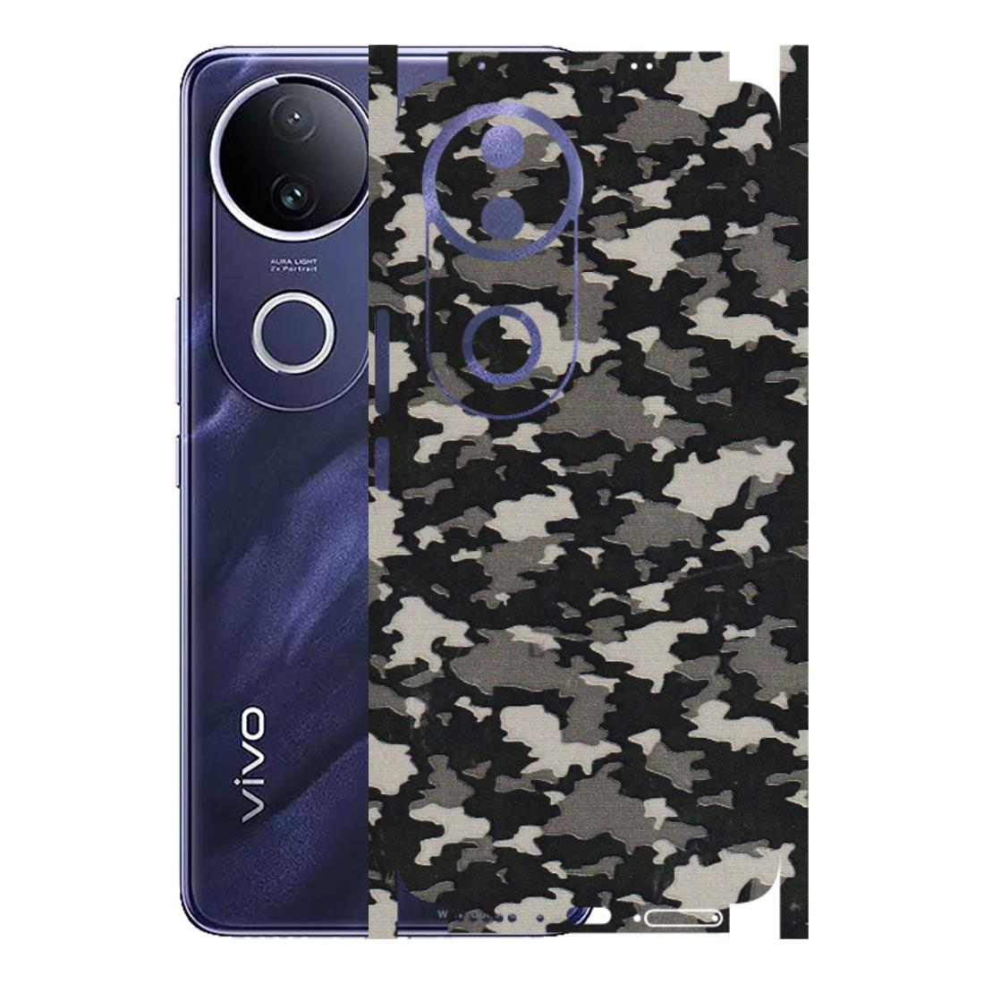 VIVO Z/V/X/T/U/S Series Phone Skins (All Models) - Black/Grey Camoflaunge - 3D Embossed Finish (L-142) Vivo T4R 5G