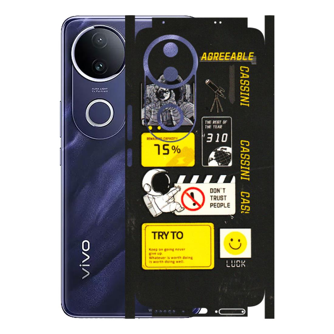 VIVO Z/V/X/T/U/S Series Phone Skins (All Models) - Black Cassini - 3D Embossed Finish (L-161) Vivo T4R 5G