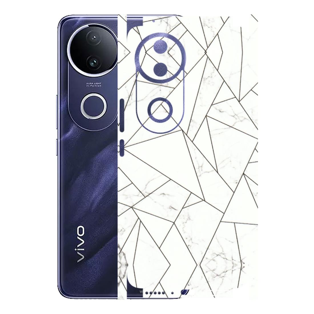 VIVO Z/V/X/T/U/S Series Phone Skins (All Models) - Luxury White Marble Effect - 3D Embossed Finish (L-168) Vivo T4R 5G