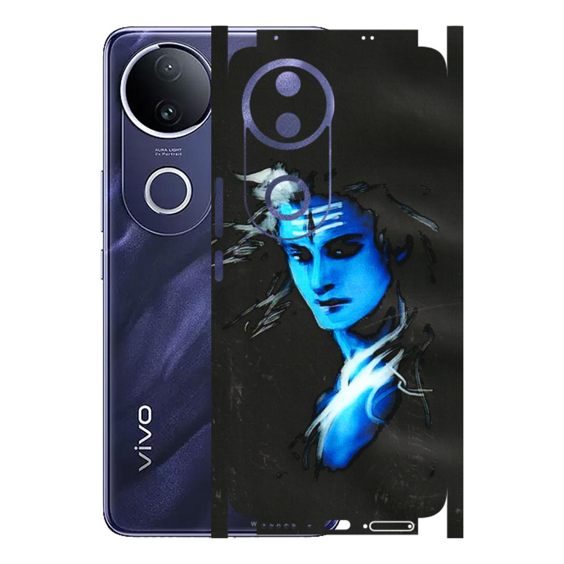VIVO Z/V/X/T/U/S Series Phone Skins (All Models) - Har Har Mahadev Blue/Black - 3D Embossed Finish (L-185) Vivo T4R 5G