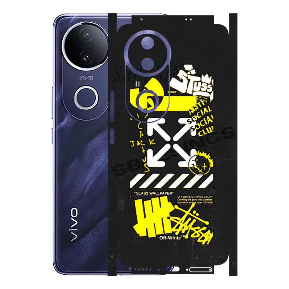 VIVO Z/V/X/T/U/S Series Phone Skins (All Models) - Anti Social Graffiti - 3D Embossed Finish (L-198) Vivo T4R 5G