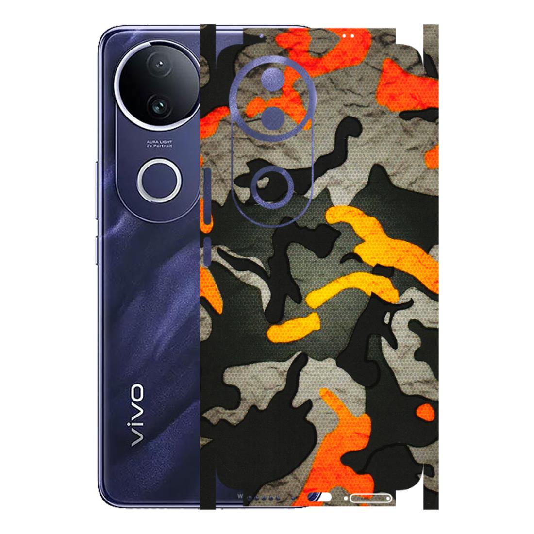 VIVO Z/V/X/T/U/S Series Phone Skins (All Models) - Orange Camouflage - 3D Embossed Finish (L-204) Vivo T4R 5G