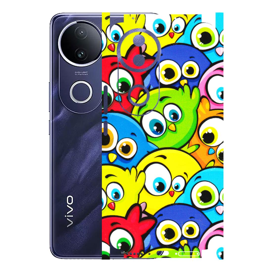 VIVO Z/V/X/T/U/S Series Phone Skins (All Models) - Cute Fluffy Birds - 3D Embossed Finish (L-213) Vivo T4R 5G