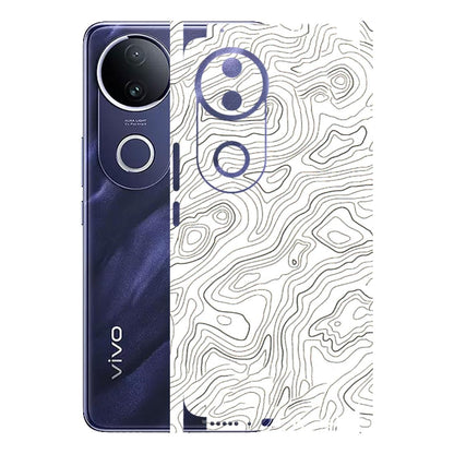 VIVO Z/V/X/T/U/S Series Phone Skins (All Models) - White Black Swirls - 3D Embossed Finish (L-219) Vivo T4R 5G