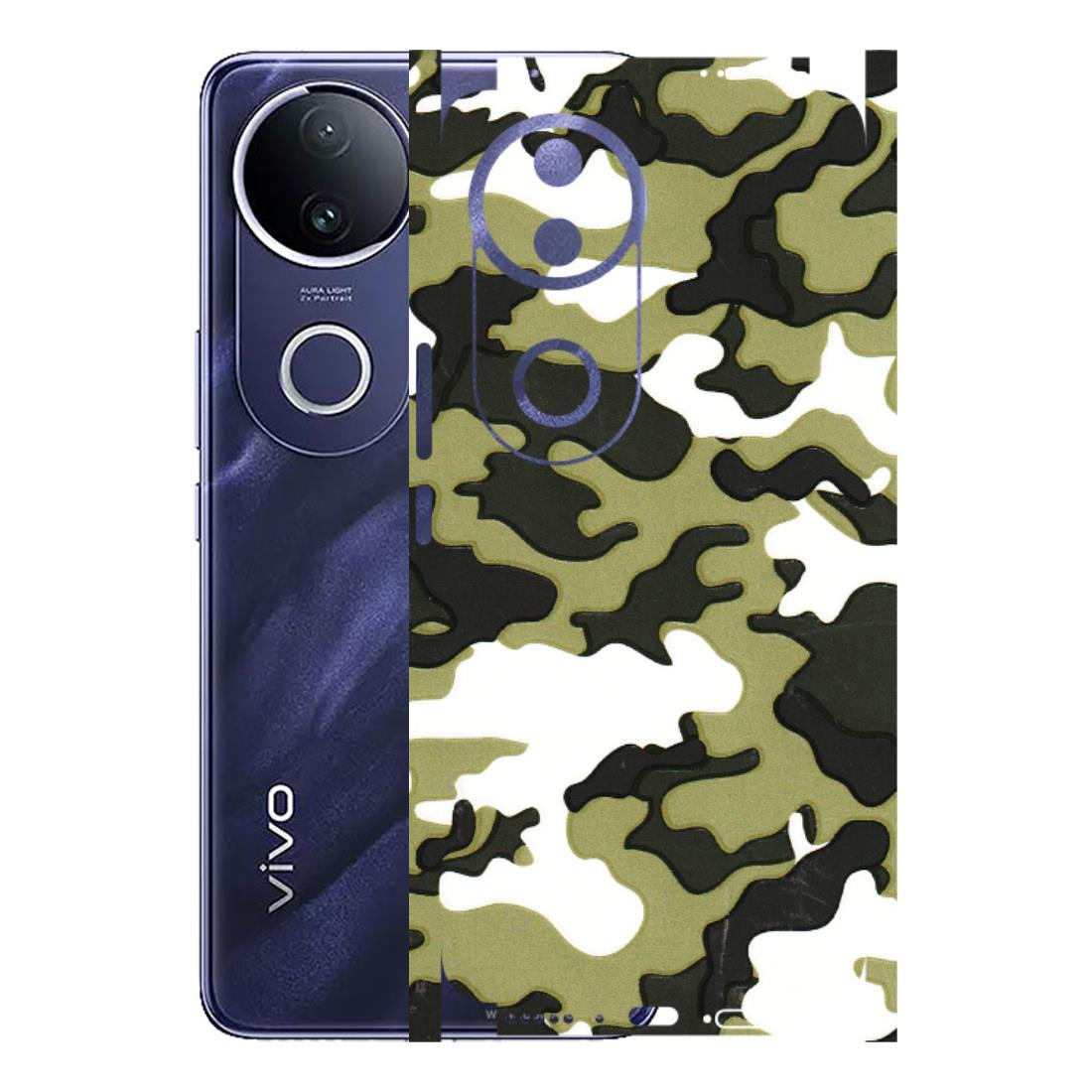 VIVO Z/V/X/T/U/S Series Phone Skins (All Models) - Camouflages White And Green - 3D Embossed Finish (L-243) Vivo T4R 5G