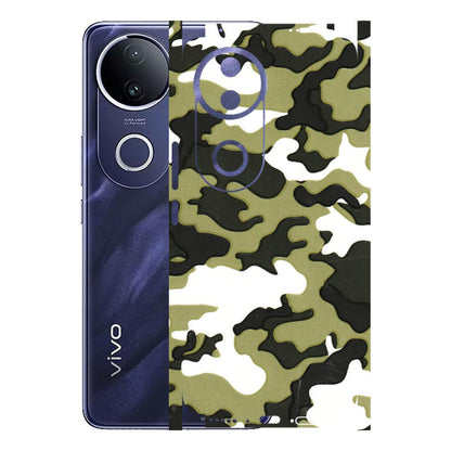 VIVO Z/V/X/T/U/S Series Phone Skins (All Models) - Camouflages White And Green - 3D Embossed Finish (L-243) Vivo T4R 5G