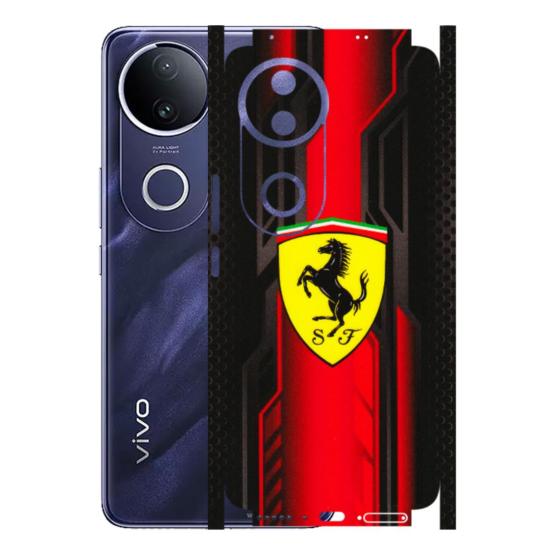 VIVO Z/V/X/T/U/S Series Phone Skins (All Models) - Black Ferrari Logo - 3D Embossed Finish (L-253) Vivo T4R 5G