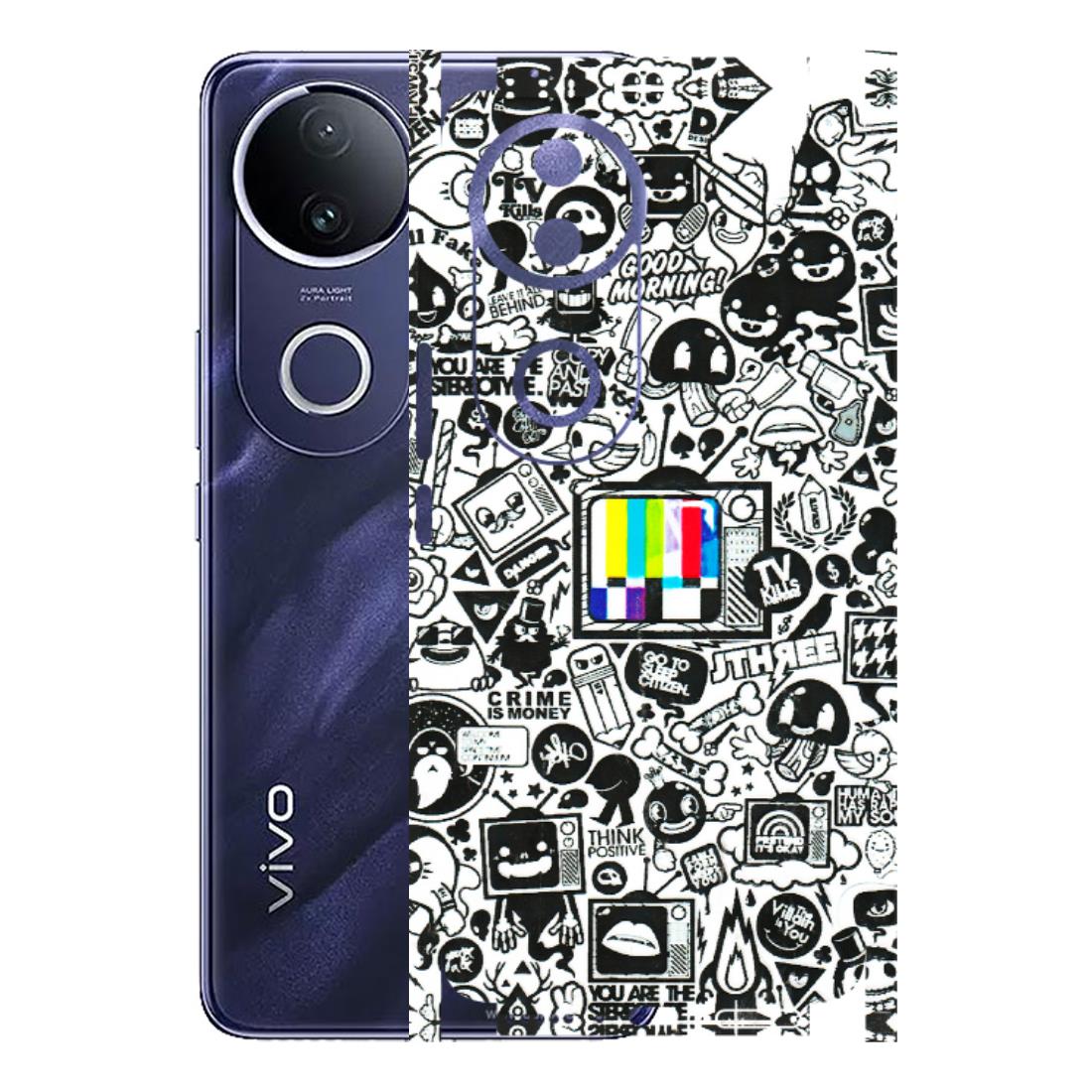 VIVO Z/V/X/T/U/S Series Phone Skins (All Models) - Doodles Positive Art - 3D Embossed Finish (L-263) Vivo T4R 5G