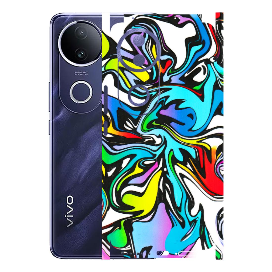 VIVO Z/V/X/T/U/S Series Phone Skins (All Models) - Abstract Colour Paints - 3D Embossed Finish (L-271) Vivo T4R 5G