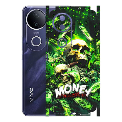 VIVO Z/V/X/T/U/S Series Phone Skins (All Models) - Skull Money - 3D Embossed Finish (L-303) Vivo T4R 5G