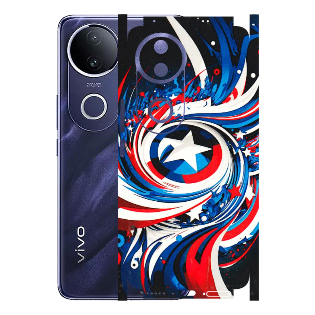 VIVO Z/V/X/T/U/S Series Phone Skins (All Models) - Captain America Logo - 3D Embossed Finish (L-307) Vivo T4R 5G