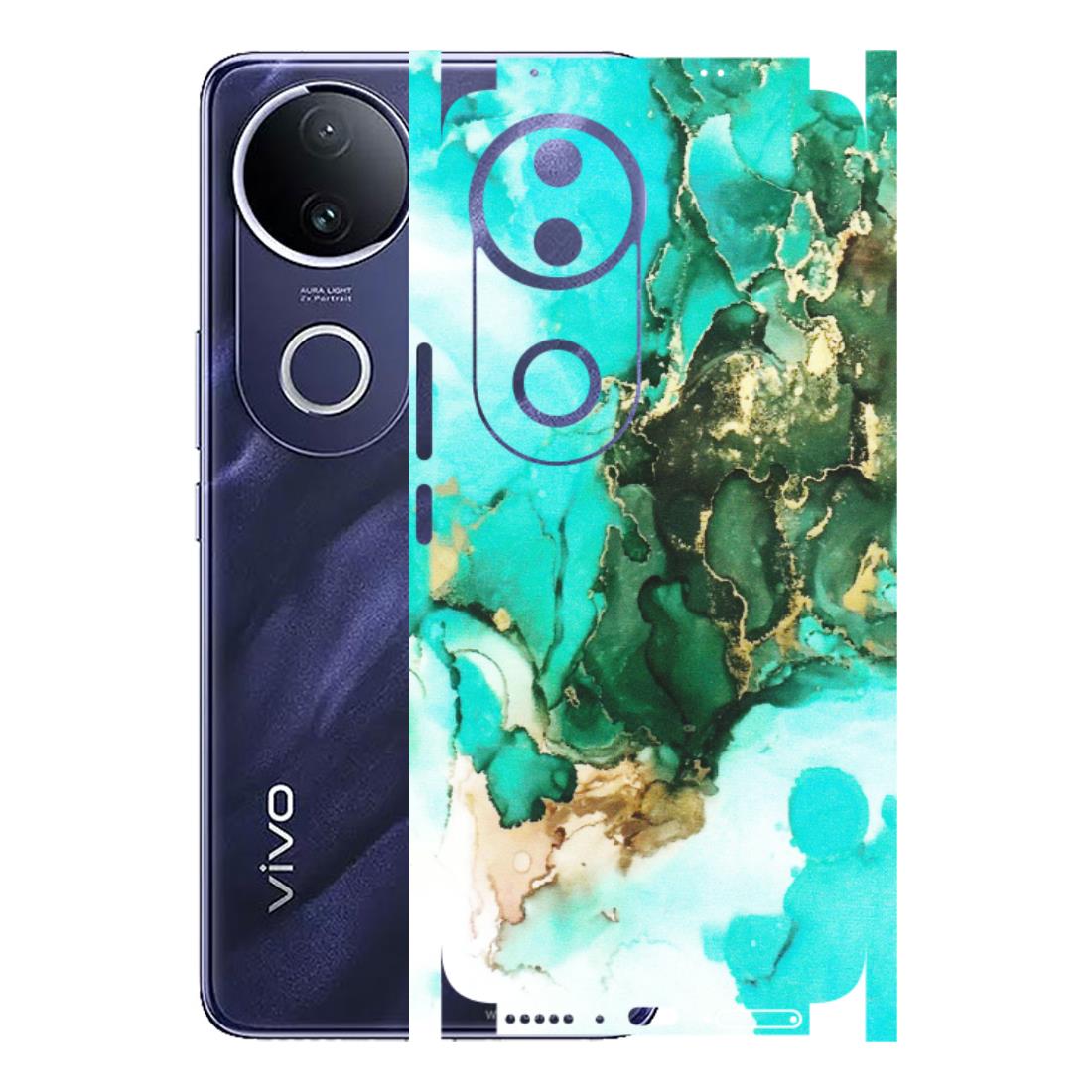 VIVO Z/V/X/T/U/S Series Phone Skins (All Models) - The Blue Gold Marble - Matte Finish (M-124) Vivo T4R 5G