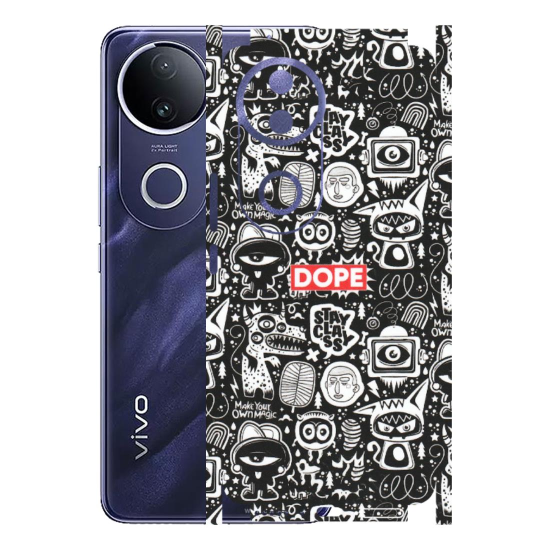 VIVO Z/V/X/T/U/S Series Phone Skins (All Models) - Dope Stay Classy Black Doodles - Matte Finish (M-126) Vivo T4R 5G