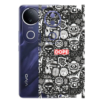 VIVO Z/V/X/T/U/S Series Phone Skins (All Models) - Dope Stay Classy Black Doodles - Matte Finish (M-126) Vivo T4R 5G