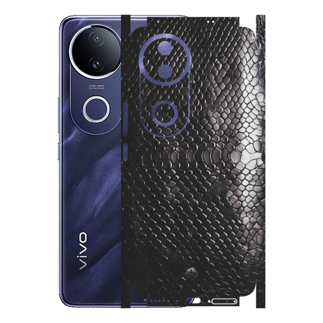 VIVO Z/V/X/T/U/S Series Phone Skins (All Models) - Black Snack Leather - Matte Finish (M-147) Vivo T4R 5G