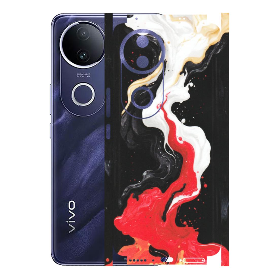 VIVO Z/V/X/T/U/S Series Phone Skins (All Models) - Black Red White Paint Splash Fusion - Matte Finish (M-56) Vivo T4R 5G