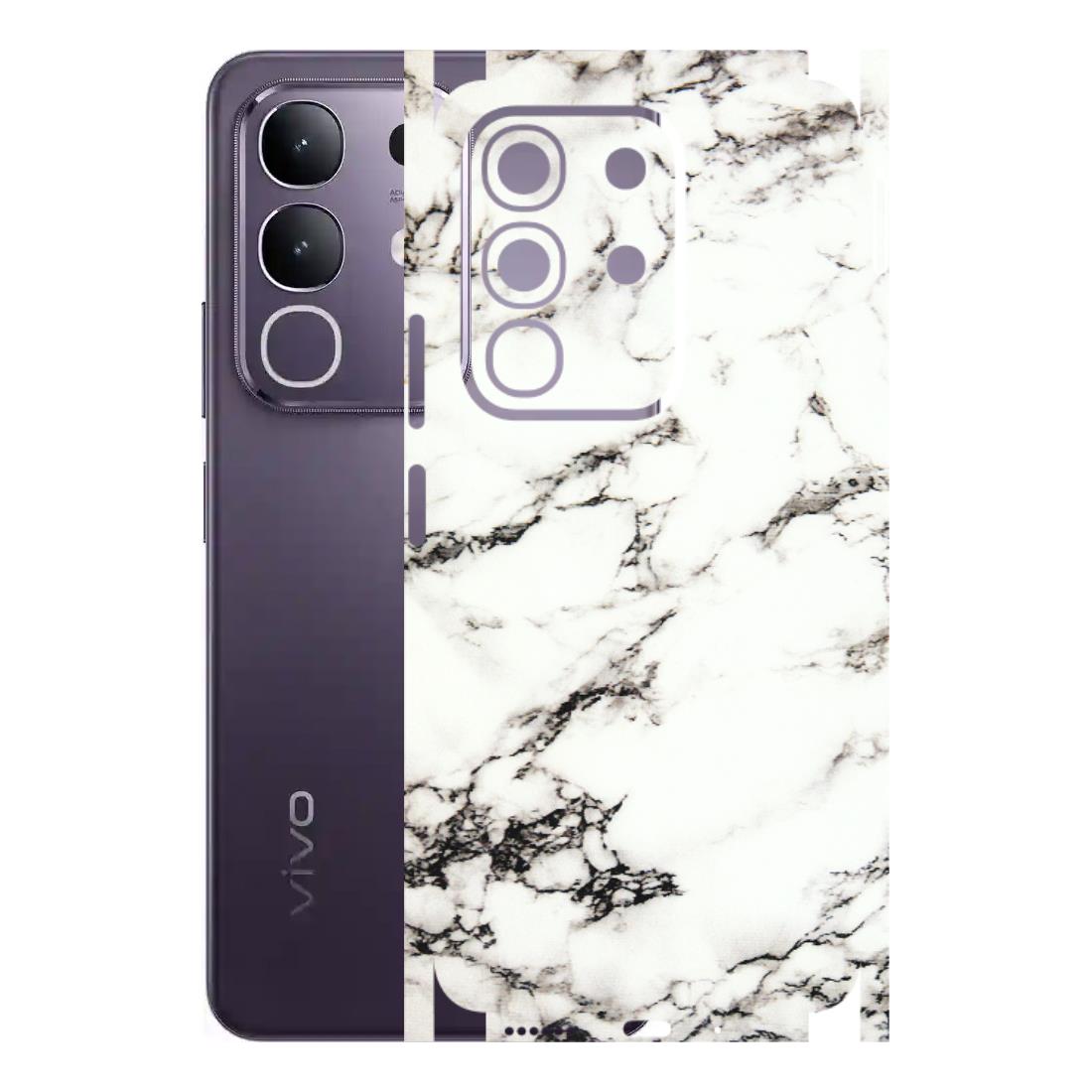 VIVO Z/V/X/T/U/S Series Phone Skins (All Models) - Black and White Marble Texture - 3D Embossed Finish (L-124) Vivo T4X 5G