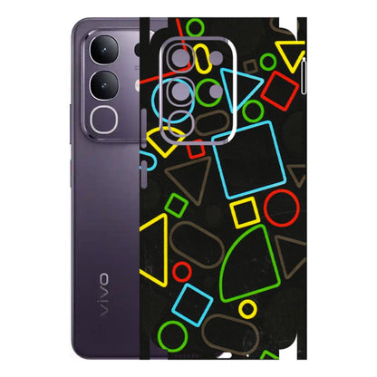 VIVO Z/V/X/T/U/S Series Phone Skins (All Models) - Black Shapes - 3D Embossed Finish (L-131) Vivo T4X 5G