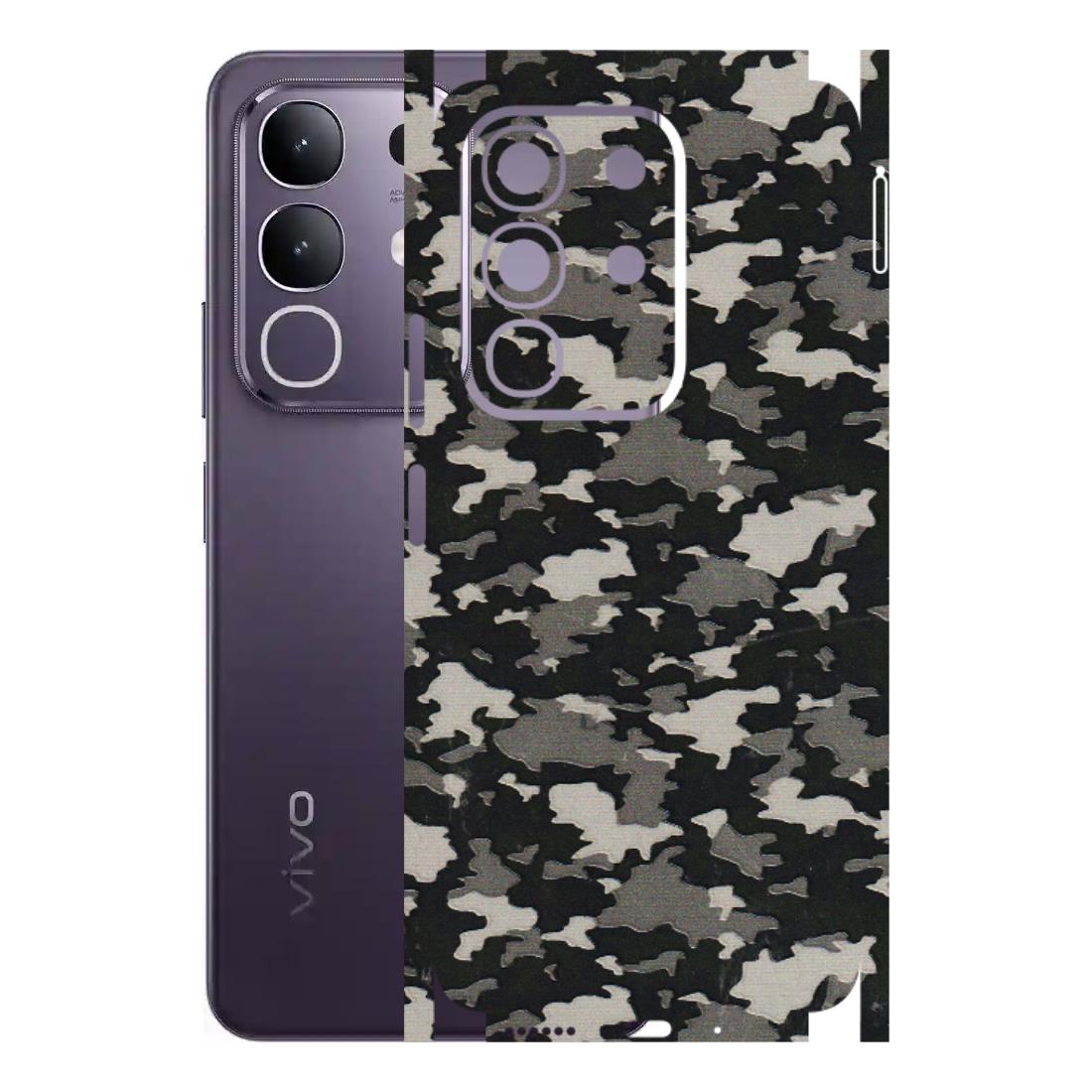 VIVO Z/V/X/T/U/S Series Phone Skins (All Models) - Black/Grey Camoflaunge - 3D Embossed Finish (L-142) Vivo T4X 5G