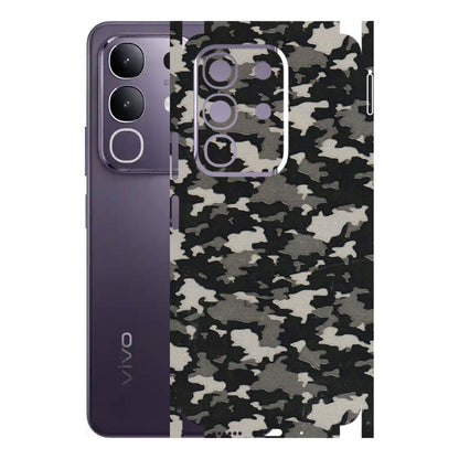 VIVO Z/V/X/T/U/S Series Phone Skins (All Models) - Black/Grey Camoflaunge - 3D Embossed Finish (L-142) Vivo T4X 5G