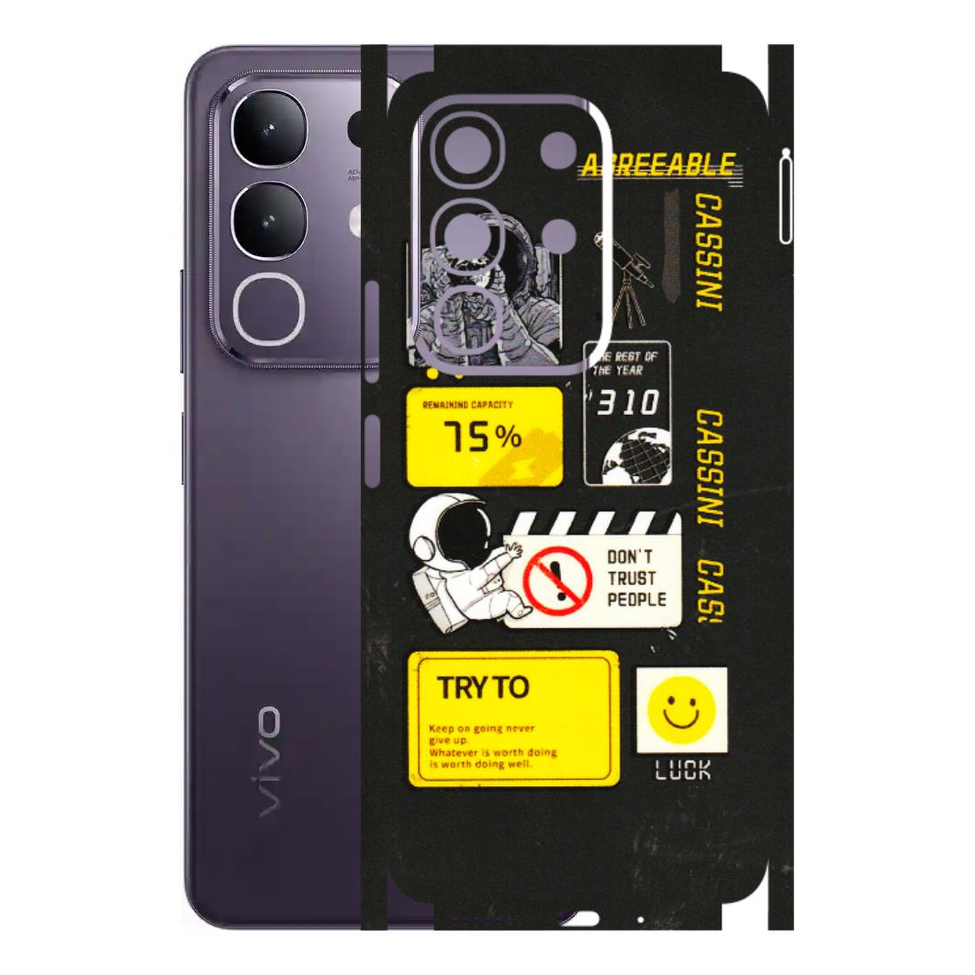 VIVO Z/V/X/T/U/S Series Phone Skins (All Models) - Black Cassini - 3D Embossed Finish (L-161) Vivo T4X 5G