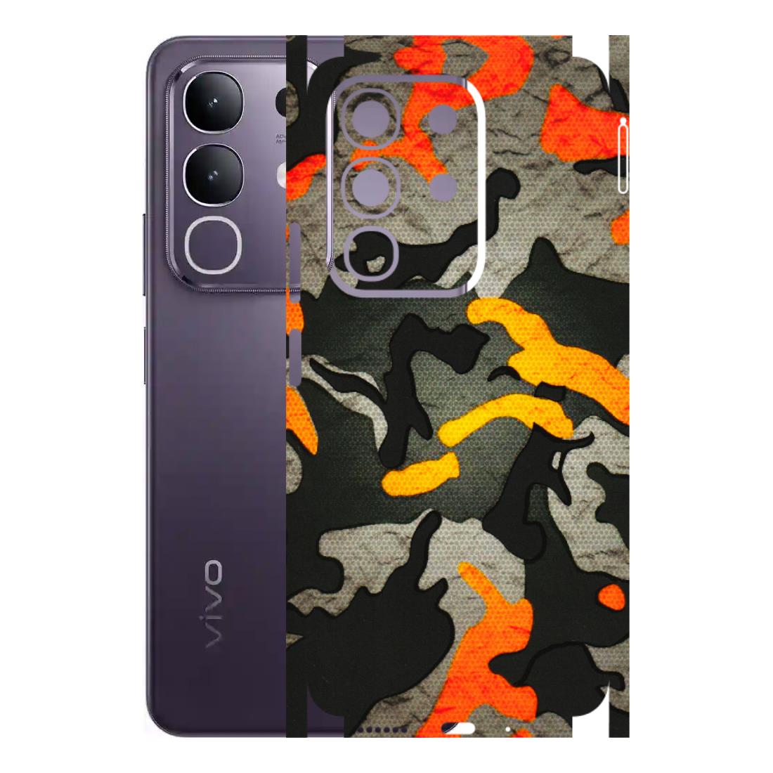 VIVO Z/V/X/T/U/S Series Phone Skins (All Models) - Orange Camouflage - 3D Embossed Finish (L-204) Vivo T4X 5G