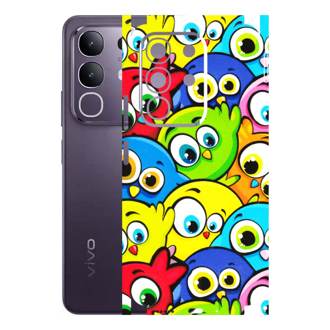 VIVO Z/V/X/T/U/S Series Phone Skins (All Models) - Cute Fluffy Birds - 3D Embossed Finish (L-213) Vivo T4X 5G