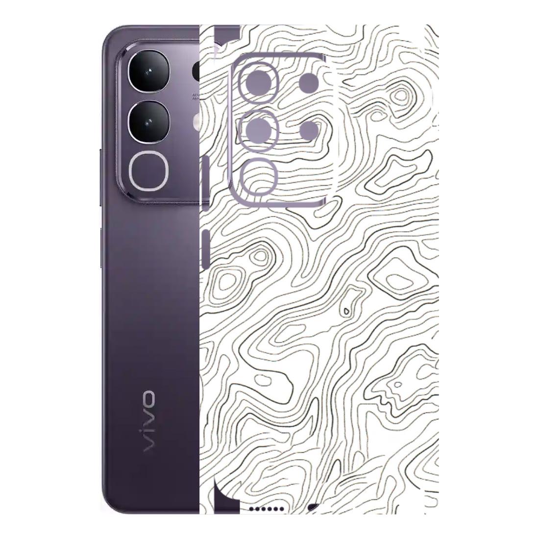 VIVO Z/V/X/T/U/S Series Phone Skins (All Models) - White Black Swirls - 3D Embossed Finish (L-219) Vivo T4X 5G
