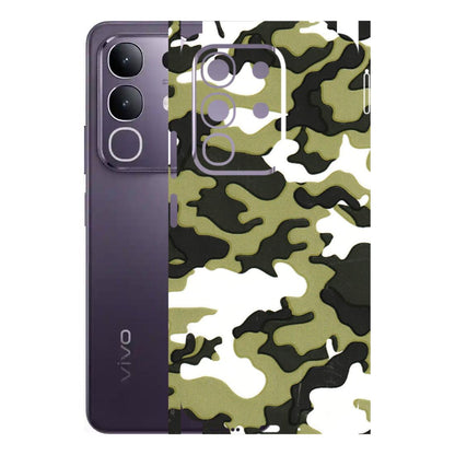 VIVO Z/V/X/T/U/S Series Phone Skins (All Models) - Camouflages White And Green - 3D Embossed Finish (L-243) Vivo T4X 5G