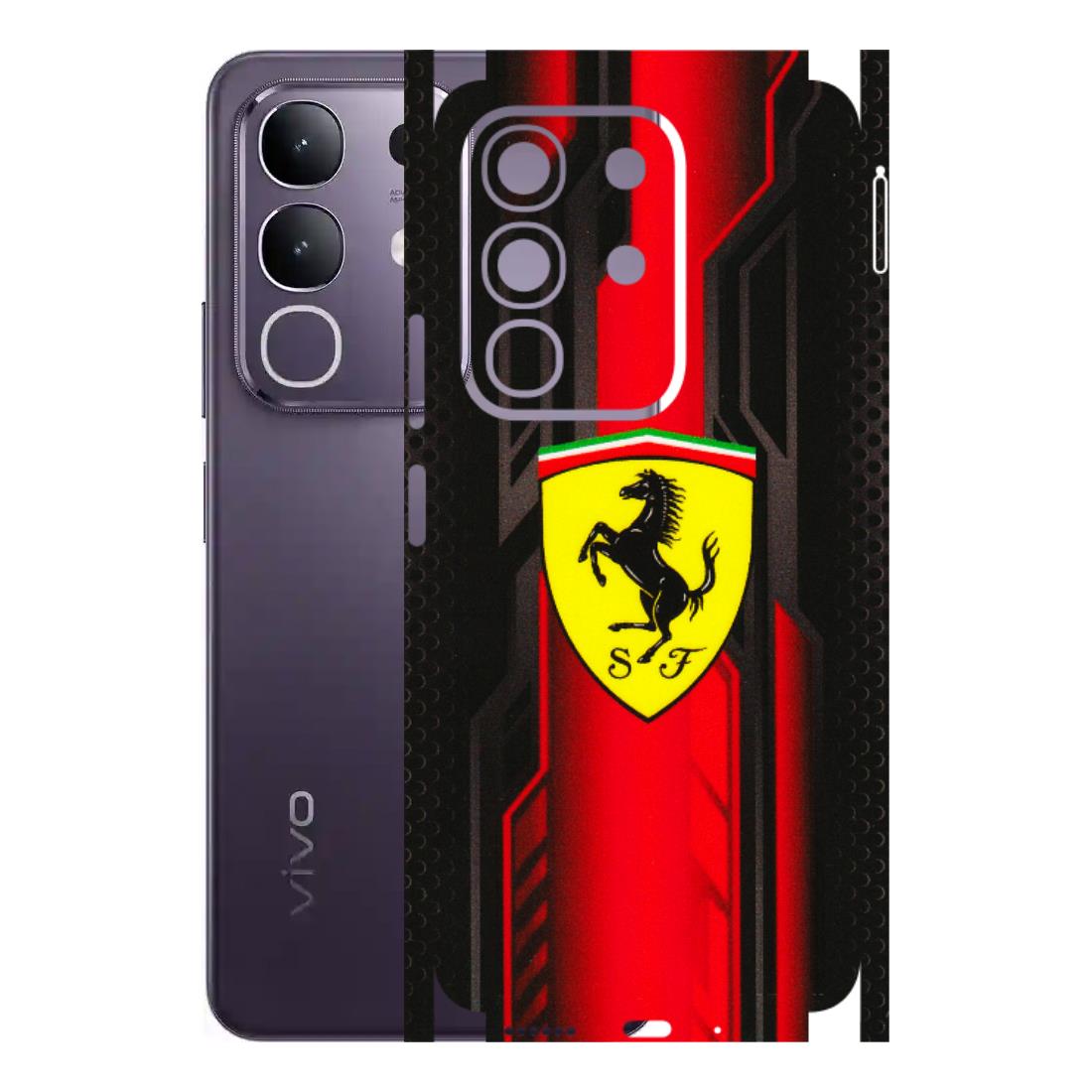 VIVO Z/V/X/T/U/S Series Phone Skins (All Models) - Black Ferrari Logo - 3D Embossed Finish (L-253) Vivo T4X 5G