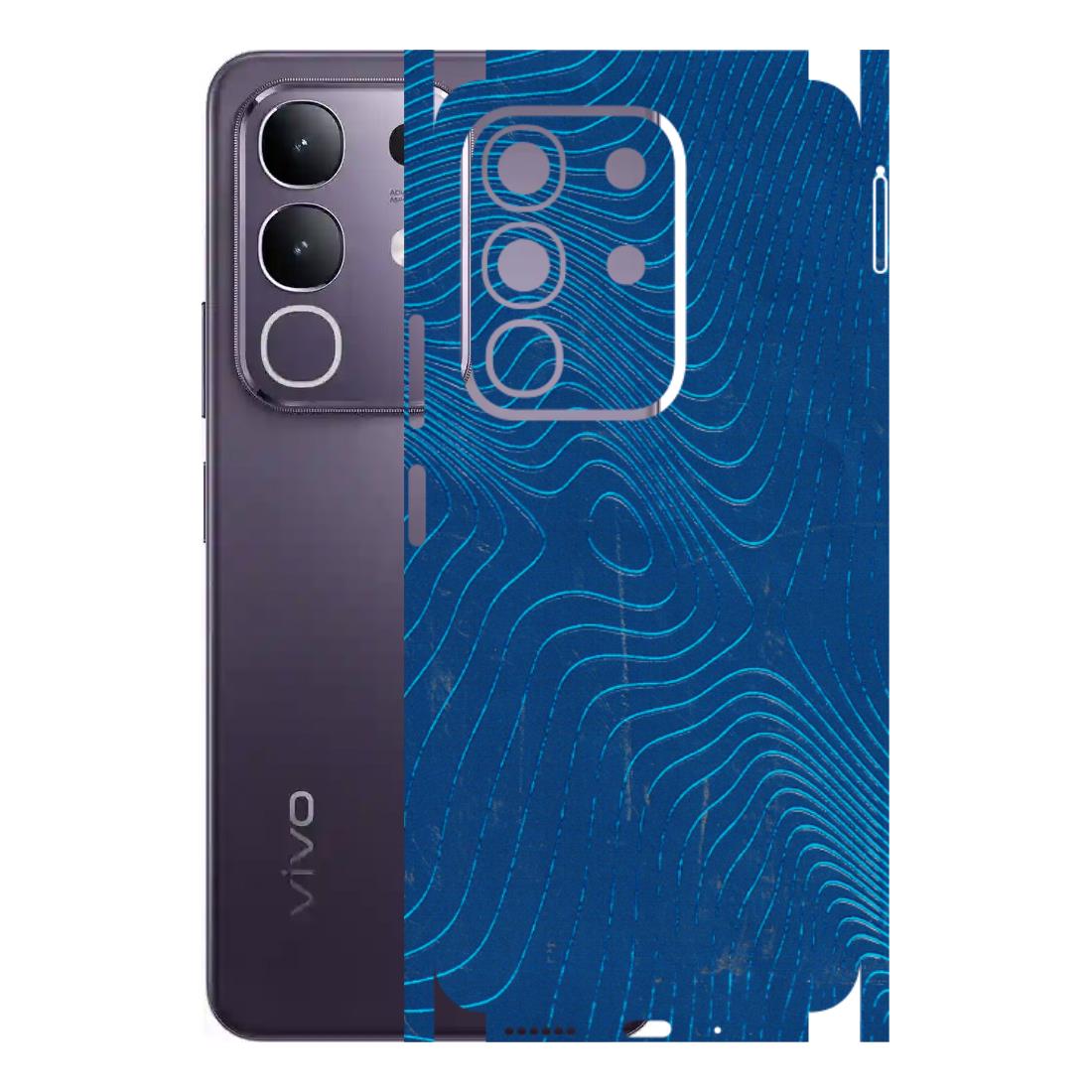 VIVO Z/V/X/T/U/S Series Phone Skins (All Models) - Abstract Blue Line Map - 3D Embossed Finish (L-272) Vivo T4X 5G