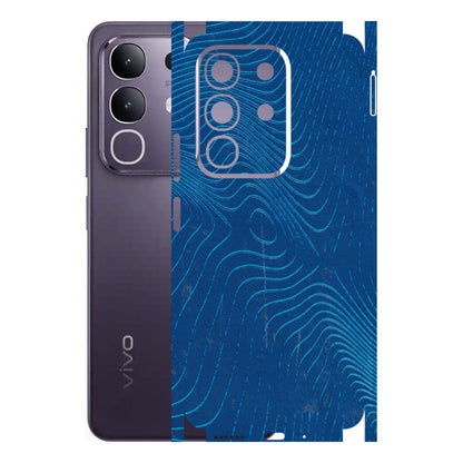 VIVO Z/V/X/T/U/S Series Phone Skins (All Models) - Abstract Blue Line Map - 3D Embossed Finish (L-272) Vivo T4X 5G
