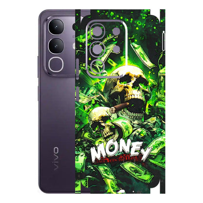 VIVO Z/V/X/T/U/S Series Phone Skins (All Models) - Skull Money - 3D Embossed Finish (L-303) Vivo T4X 5G