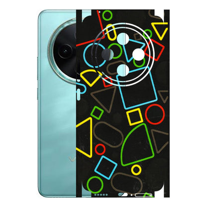 VIVO Z/V/X/T/U/S Series Phone Skins (All Models) - Black Shapes - 3D Embossed Finish (L-131) Vivo T4 5G
