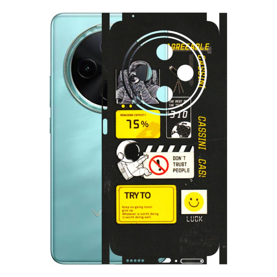 VIVO Z/V/X/T/U/S Series Phone Skins (All Models) - Black Cassini - 3D Embossed Finish (L-161) Vivo T4 5G