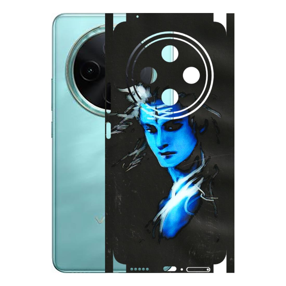 VIVO Z/V/X/T/U/S Series Phone Skins (All Models) - Har Har Mahadev Blue/Black - 3D Embossed Finish (L-185) Vivo T4 5G