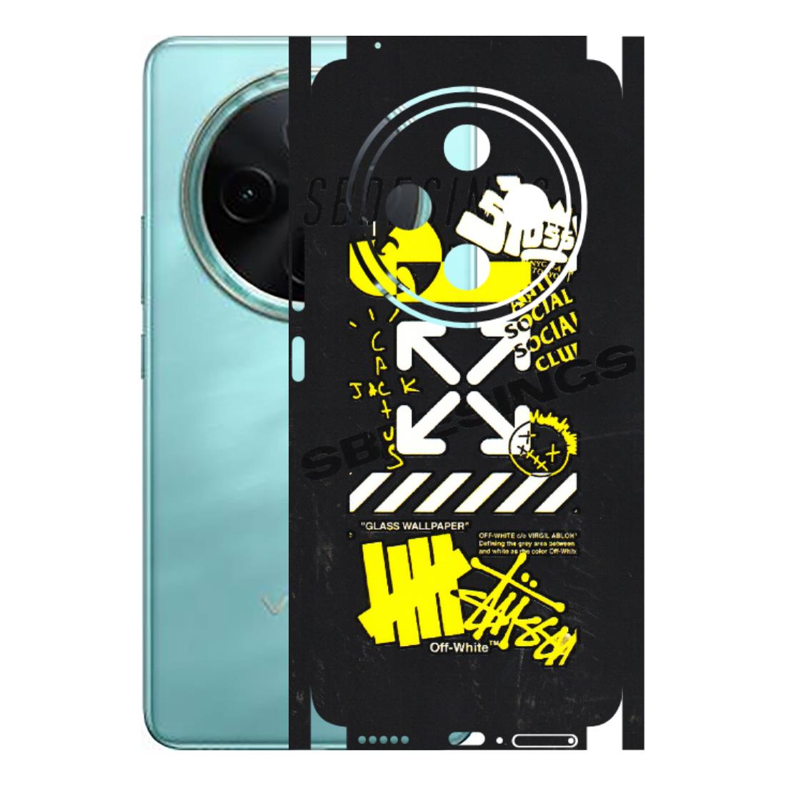 VIVO Z/V/X/T/U/S Series Phone Skins (All Models) - Anti Social Graffiti - 3D Embossed Finish (L-198) Vivo T4 5G