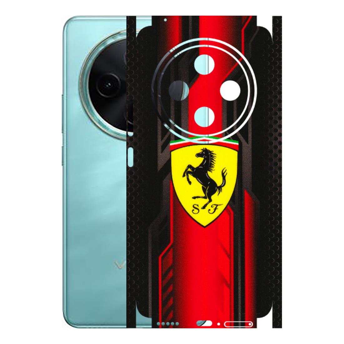 VIVO Z/V/X/T/U/S Series Phone Skins (All Models) - Black Ferrari Logo - 3D Embossed Finish (L-253) Vivo T4 5G