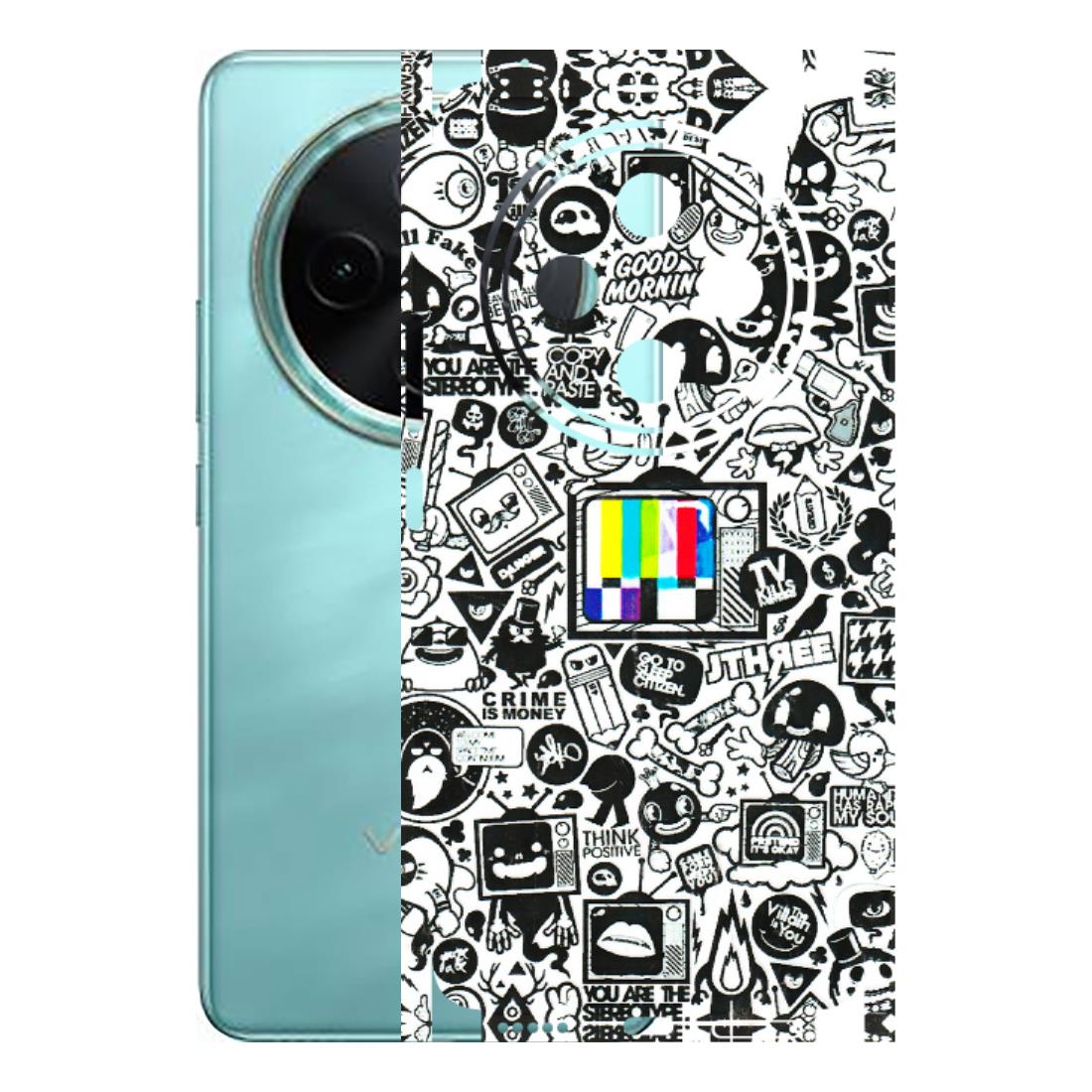 VIVO Z/V/X/T/U/S Series Phone Skins (All Models) - Doodles Positive Art - 3D Embossed Finish (L-263) Vivo T4 5G