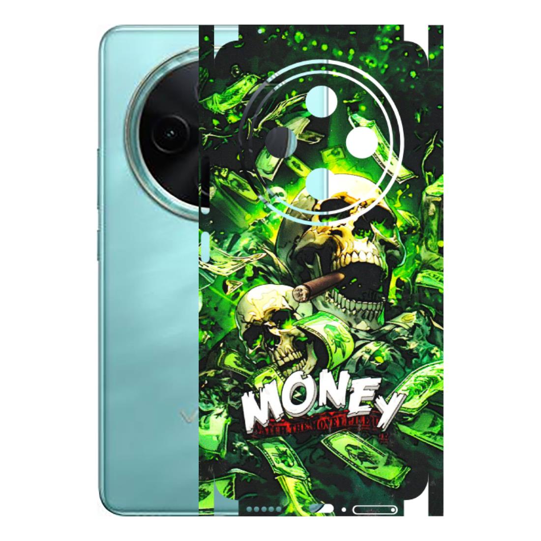 VIVO Z/V/X/T/U/S Series Phone Skins (All Models) - Skull Money - 3D Embossed Finish (L-303) Vivo T4 5G