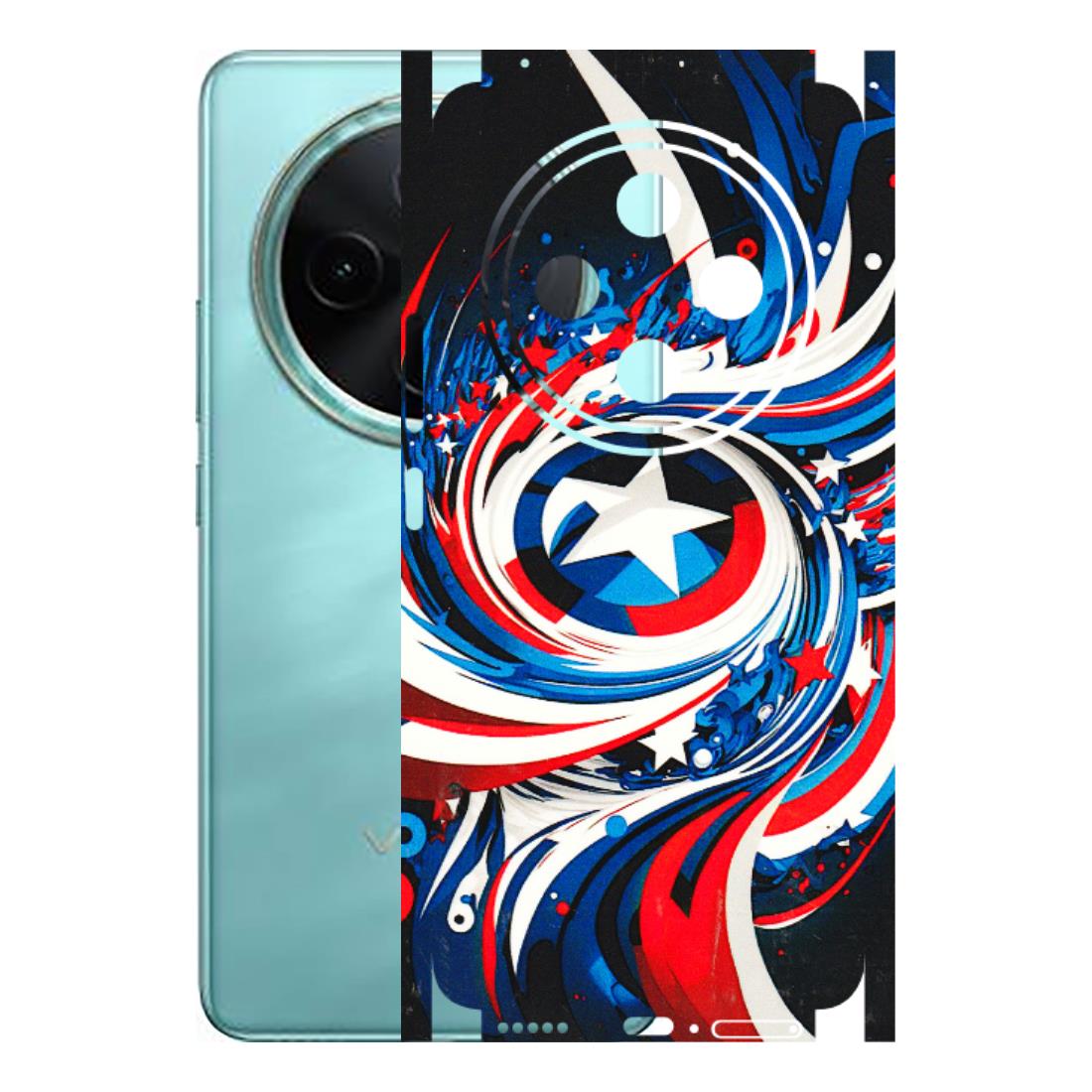 VIVO Z/V/X/T/U/S Series Phone Skins (All Models) - Captain America Logo - 3D Embossed Finish (L-307) Vivo T4 5G