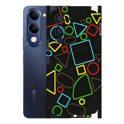 VIVO Z/V/X/T/U/S Series Phone Skins (All Models) - Black Shapes - 3D Embossed Finish (L-131) Vivo T4 Lite