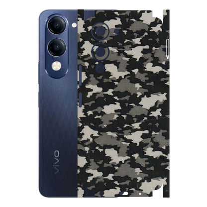 VIVO Z/V/X/T/U/S Series Phone Skins (All Models) - Black/Grey Camoflaunge - 3D Embossed Finish (L-142) Vivo T4 Lite