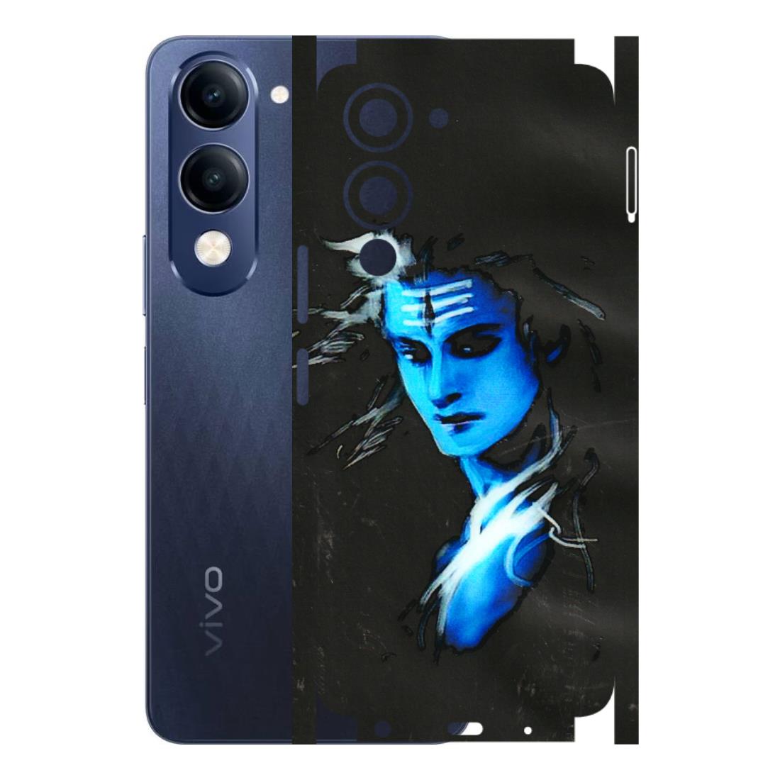 VIVO Z/V/X/T/U/S Series Phone Skins (All Models) - Har Har Mahadev Blue/Black - 3D Embossed Finish (L-185) Vivo T4 Lite