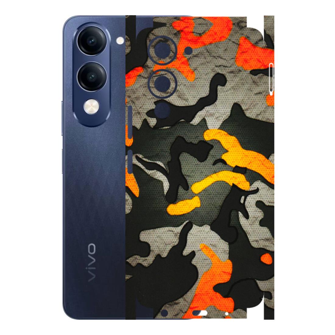 VIVO Z/V/X/T/U/S Series Phone Skins (All Models) - Orange Camouflage - 3D Embossed Finish (L-204) Vivo T4 Lite
