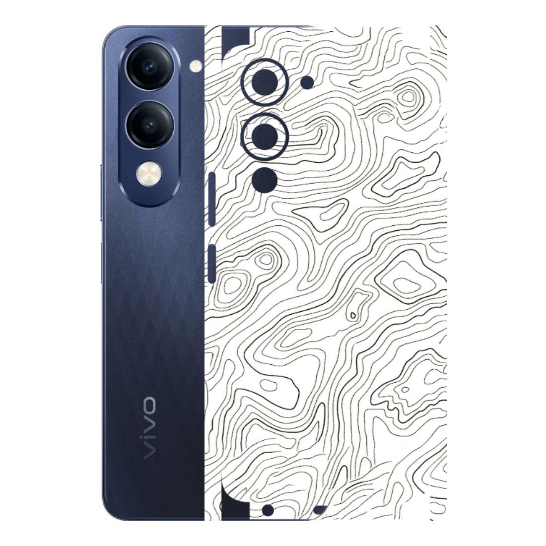 VIVO Z/V/X/T/U/S Series Phone Skins (All Models) - White Black Swirls - 3D Embossed Finish (L-219) Vivo T4 Lite