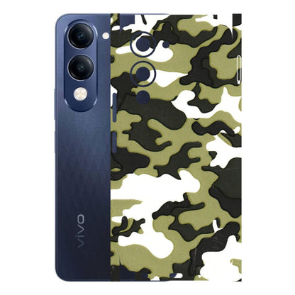 VIVO Z/V/X/T/U/S Series Phone Skins (All Models) - Camouflages White And Green - 3D Embossed Finish (L-243) Vivo T4 Lite