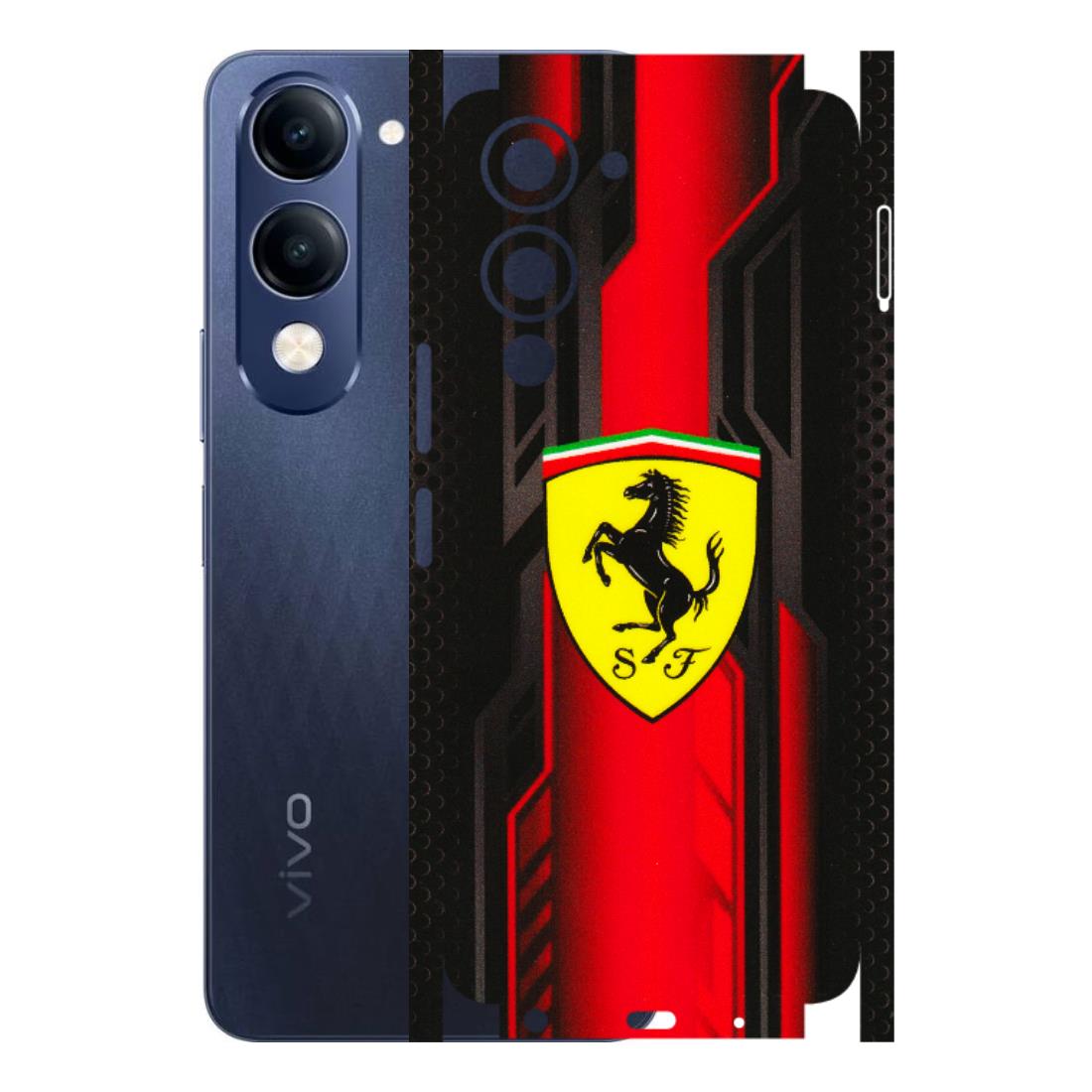 VIVO Z/V/X/T/U/S Series Phone Skins (All Models) - Black Ferrari Logo - 3D Embossed Finish (L-253) Vivo T4 Lite